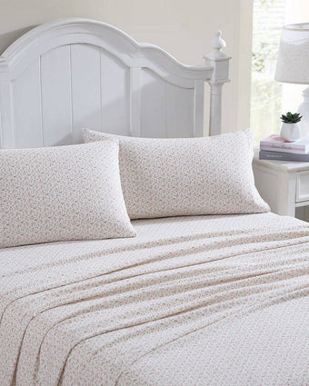 Evie Pink Cotton Flannel Sheet Set - Laura Ashley