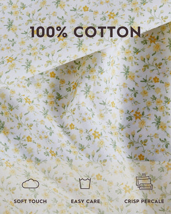 Evie Yellow Cotton Percale Sheet Set - Laura Ashley