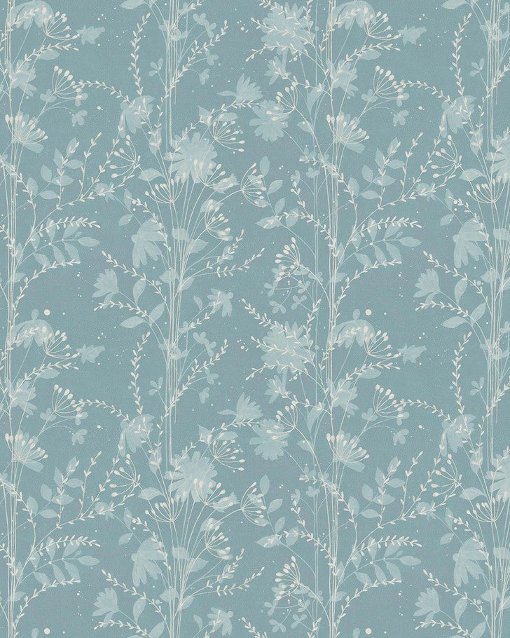Fennelton Pale Newport Blue Wallpaper close up view of wallpaper