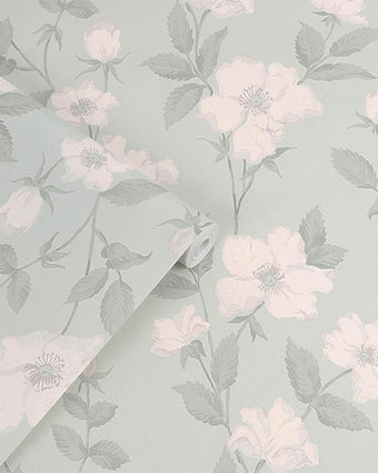 Fleurir Smoke Green Wallpaper - Laura Ashley