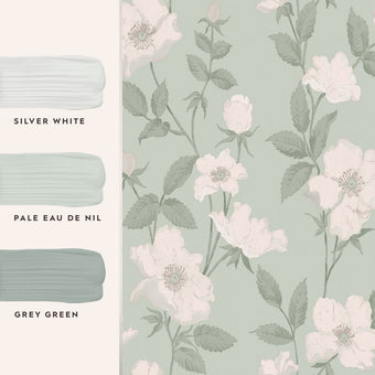 Fleurir Smoke Green Wallpaper - View of coordinating paint colors