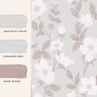 Fleurir Sugared Violet Wallpaper - View of coordinating paint colors