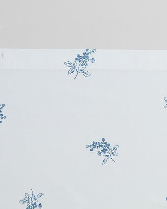 Flora Blue Cotton Twill Shower Curtain - Close-up