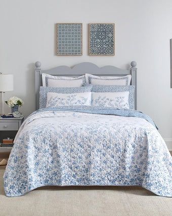 Flora Blue Quilt Set - Laura Ashley