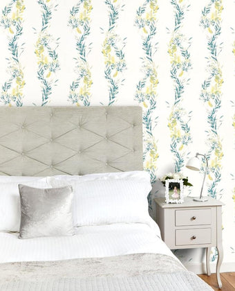 Floral Stripe Grey-Green Wallpaper Sample - Laura Ashley