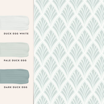 Florin Duck Egg Wallpaper Sample - View of coordinating paint colors