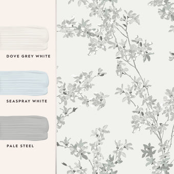 Forsythia Steel Wallpaper Sample - View of coordinating paint colors