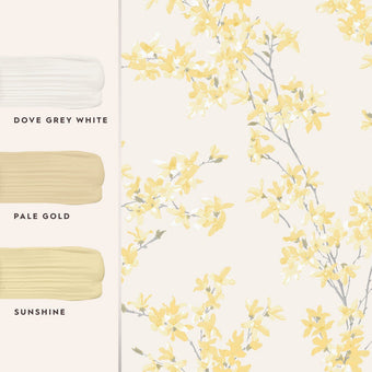 Forsythia Sunshine Wallpaper - View of coordinating paint colors