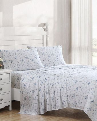 Garden Muse Blue Cotton Sateen Sheet Set - Laura Ashley