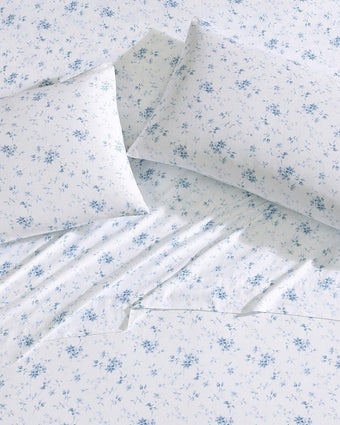 Garden Muse Blue Cotton Sateen Sheet Set - Laura Ashley