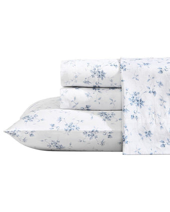 Garden Muse Blue Cotton Sateen Sheet Set - Laura Ashley