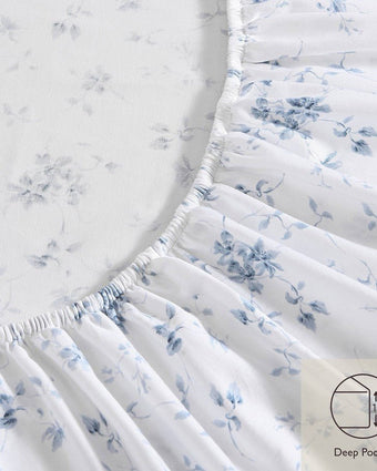 Garden Muse Blue Cotton Sateen Sheet Set - Laura Ashley