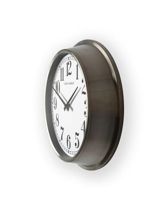 Gibson Large Brushed Stainless Clock - Side view of clock