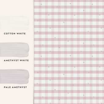 Gingham Pale Amethyst Purple Wallpaper - View of coordinating paint colors
