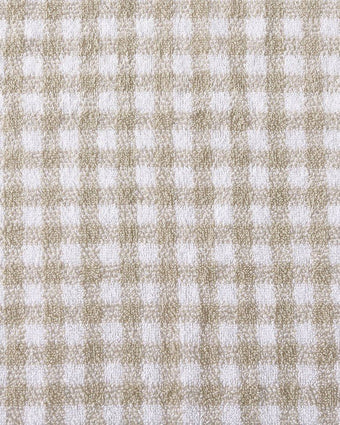 Ginny Beige Cotton Terry 3 Piece Towel Set - Close up view of gingham