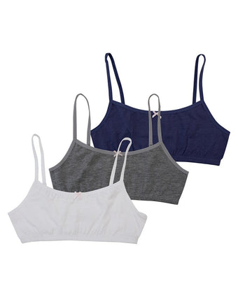 Girls Basic 3pk Bralettes (White,Iris,Grey) - Laura Ashley