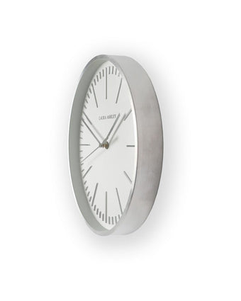 Glenn Silver Contemporary Metal Clock - Side view of the clock