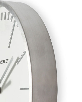 Glenn Silver Contemporary Metal Clock - Close-up view of the side of the clock