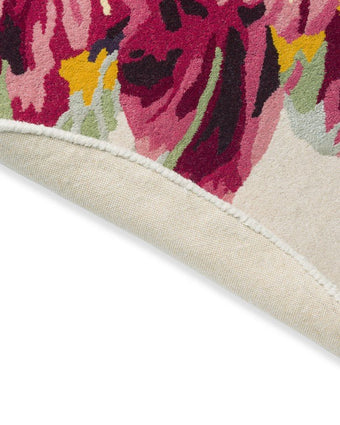 Gosford Cranberry Rug Back side of round rug