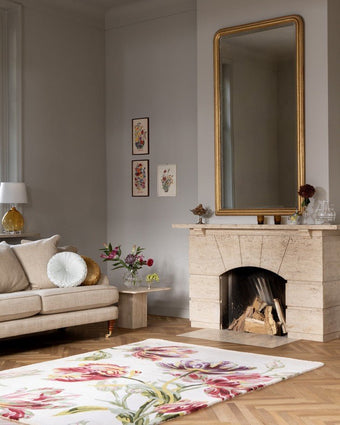 Gosford Cranberry Rug Lifestyle image of rug in living room