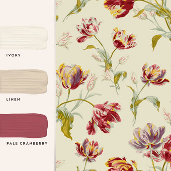 Gosford Cranberry Wallpaper - View of coordinating paint colors
