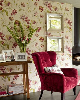Gosford Cranberry Wallpaper Sample - Laura Ashley
