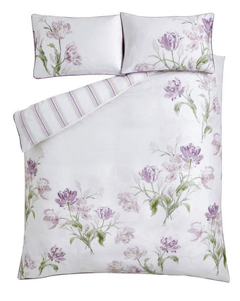 Gosford Grape Duvet Cover Set - Front view of duvet cover and 2 pillowcases