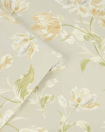 Gosford Sage Green Wallpaper close up with wallpaper roll