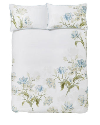 Gosford Seaspray Duvet Cover Set - Overhead view of the duvet and coordinating pillowcase