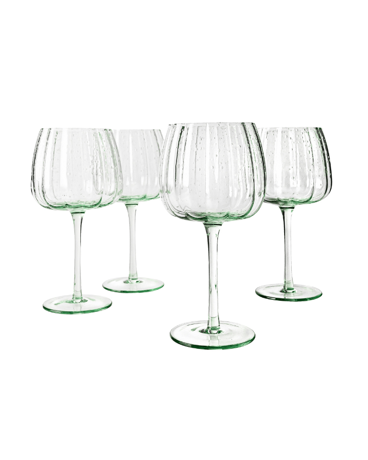 Vintage Drinking Glasses Elegant Drinkware (Set of 4) - Green