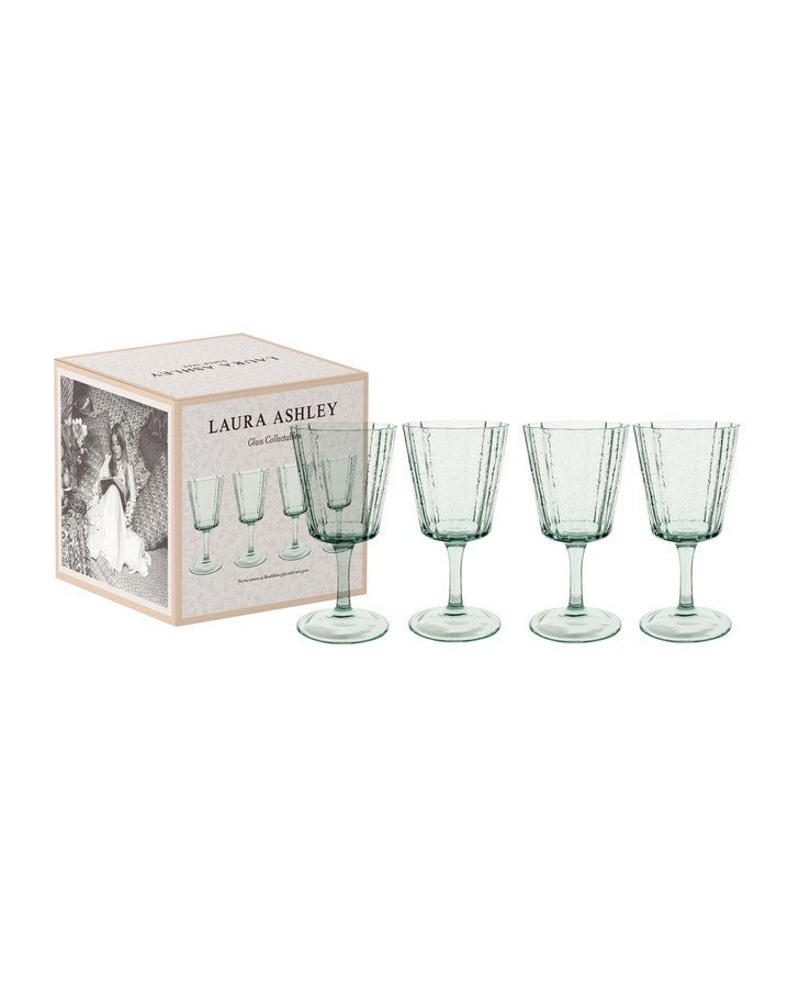 Laura Ashley White Wine Glasses, Set of 4 - Green