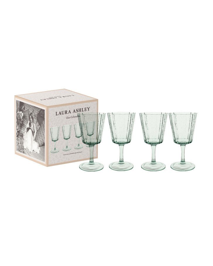 Green Set of 4 White Wine Glass Set view of 4 wine glasses with gift box
