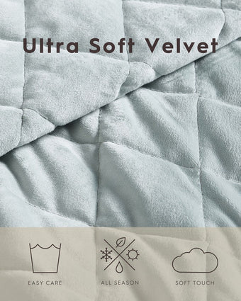 Green Velvet Diamond Stitch Quilt Bonus Set:  View of quilt information 