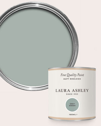 Grey Green Paint - View of open can of paint