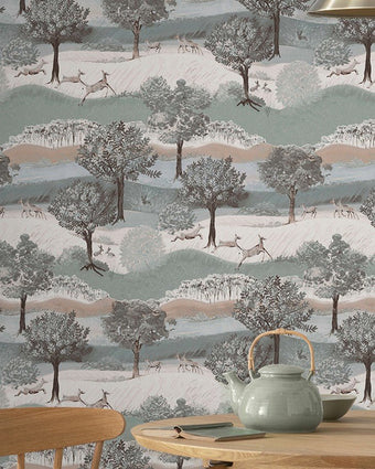 Hartingdon Jade Green Wallpaper - View of wallpaper on a wall