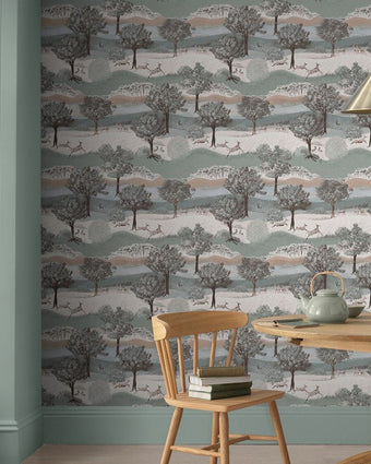 Hartingdon Jade Green Wallpaper - View of wallpaper on a wall