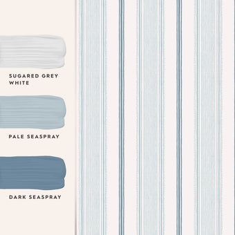 Heacham Stripe Seaspray Wallpaper - View of coordinating paint colors