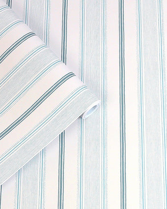 Heacham Stripe Seaspray Wallpaper Sample - View of roll of wallpaper