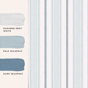 Heacham Stripe Seaspray Wallpaper Sample - View of coordinating paint colors