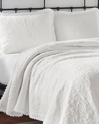 Heirloom Crochet White Quilt Set - Laura Ashley