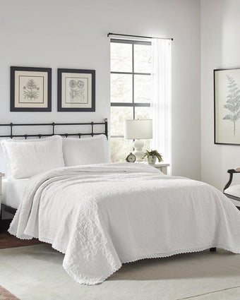 Heirloom Crochet White Quilt Set - Laura Ashley
