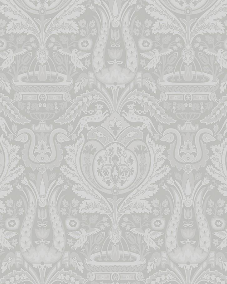 Heraldic Damask Slate Grey Wallpaper - Laura Ashley