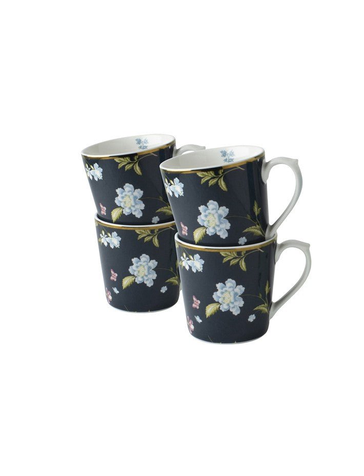 Heritage Midnight Uni Set of 4 Mugs (17 oz.) - Laura Ashley