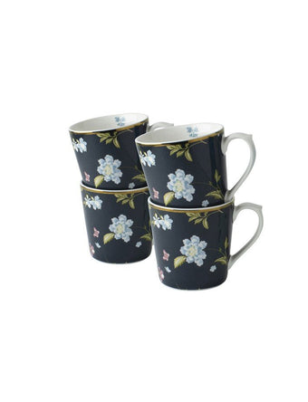 Heritage Midnight Uni Set of 4 Mugs (17 oz.) - Laura Ashley