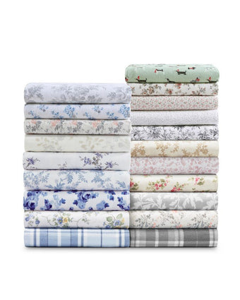 Holiday Pups Green Cotton Flannel Sheet Set view of available prints