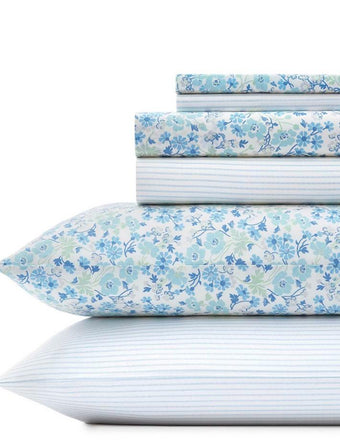 Jaynie/Ticking Stripe Wintergreen Sheet Set - Laura Ashley