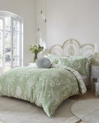 Josette Fresh Green Duvet Cover Set - Full view