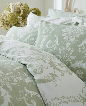 Josette Fresh Green Duvet Cover Set - Close-up view of pillowcases
