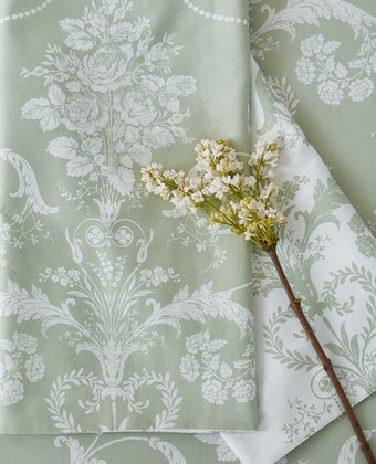 Josette Fresh Green Duvet Cover Set - Close-up view of pattern