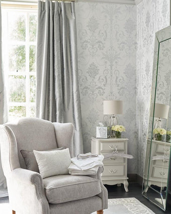Josette Metallic Silver Wallpaper Sample - Laura Ashley